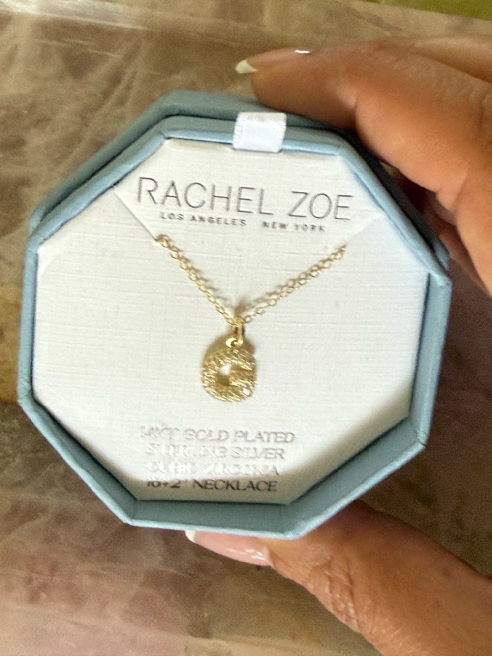 Rachel Zoe Sterling Silver 14 kt gold plated “G” letter initial necklace